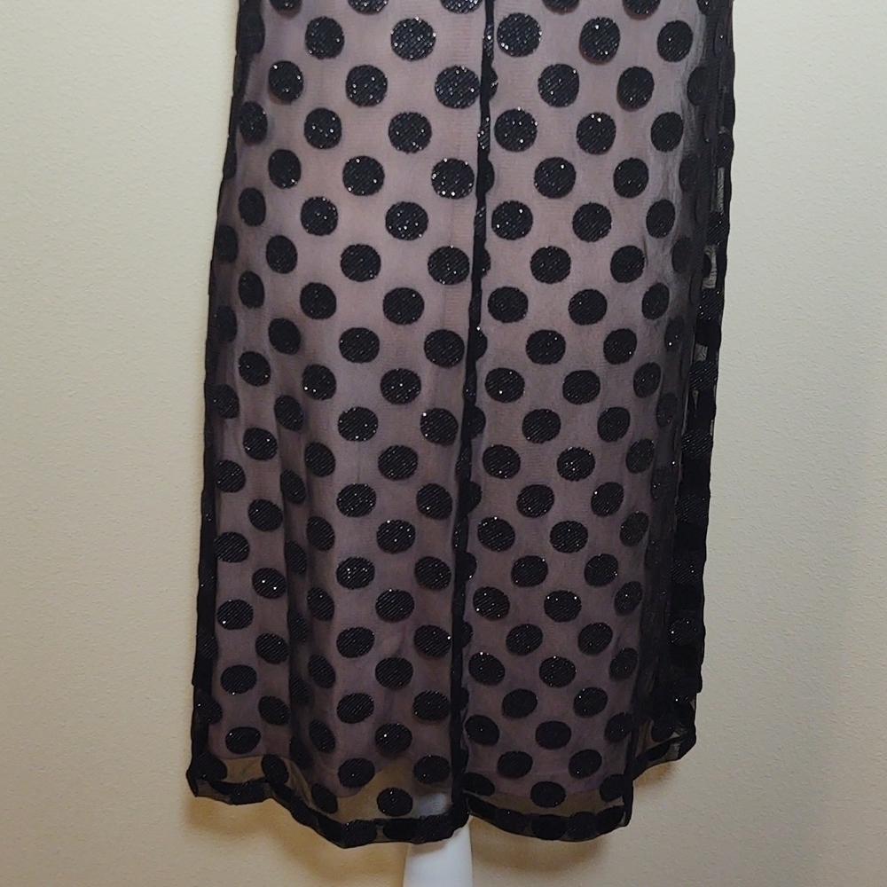 Nine West Shift Dress Black Polka Dot Sheer Fully Lined - Picture 5 of 6